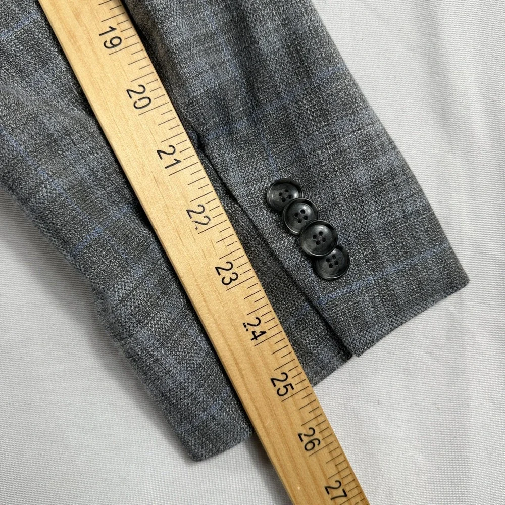 Tommy Hilfiger Blazer Glen Plaid Two Button‎ Sport Coat Mens Grey Blue 44R